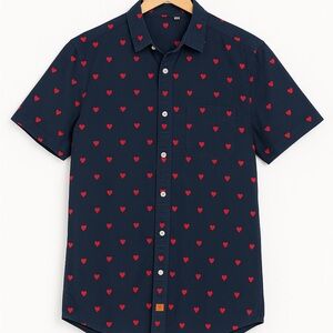 Urban Outfitters Navy Shirt with Red Hearts